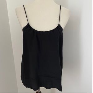 Olive Olivia Black 100% Silk Spaghetti Strap Tank Top